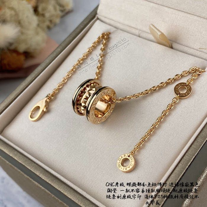 Bvlgari飾品 寶格麗螺旋項鏈 通體925純銀黑色陶瓷項鏈  zgbq3359